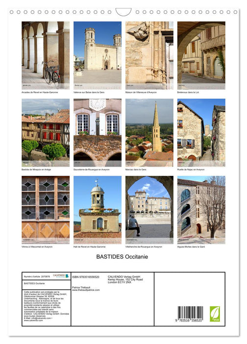 BASTIDES Occitanie (CALVENDO Calendrier mensuel 2026)