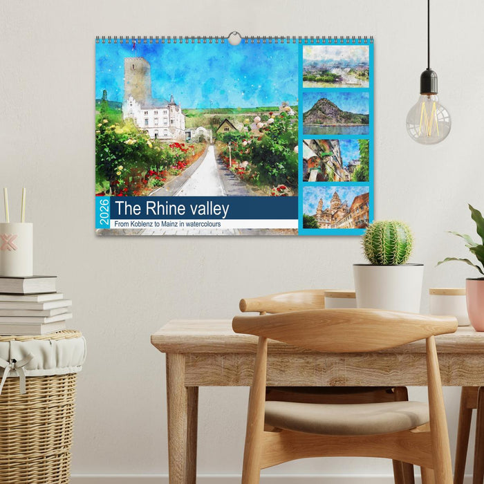 The Rhine valley - From Koblenz to Mainz in watercolours (CALVENDO Monthly Calendar 2026)