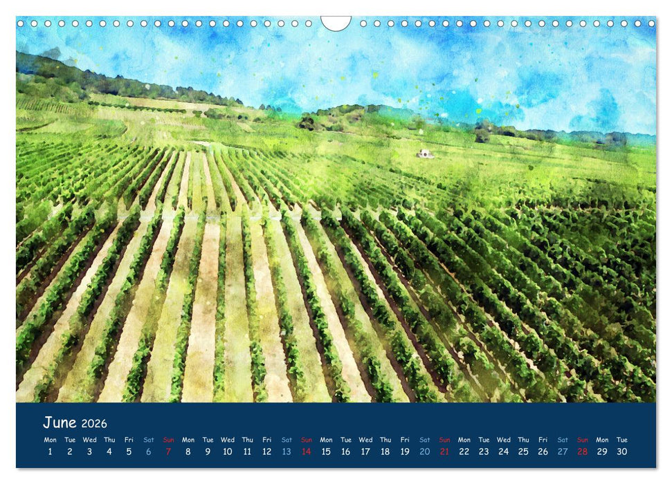 The Rhine valley - From Koblenz to Mainz in watercolours (CALVENDO Monthly Calendar 2026)