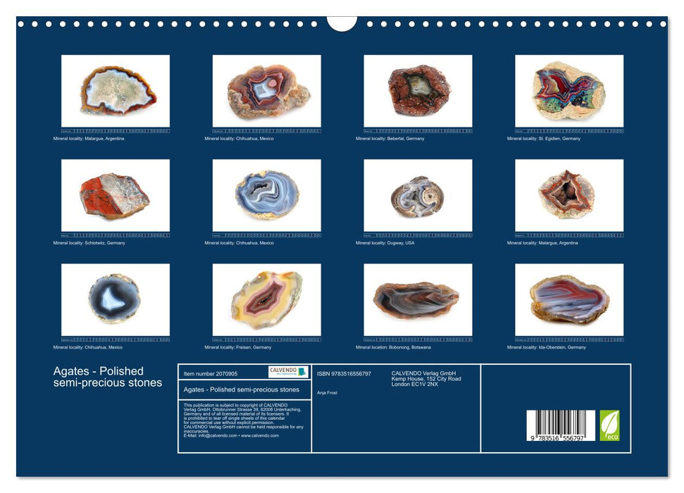 Agates - Polished semi-precious stones (CALVENDO Monthly Calendar 2026)