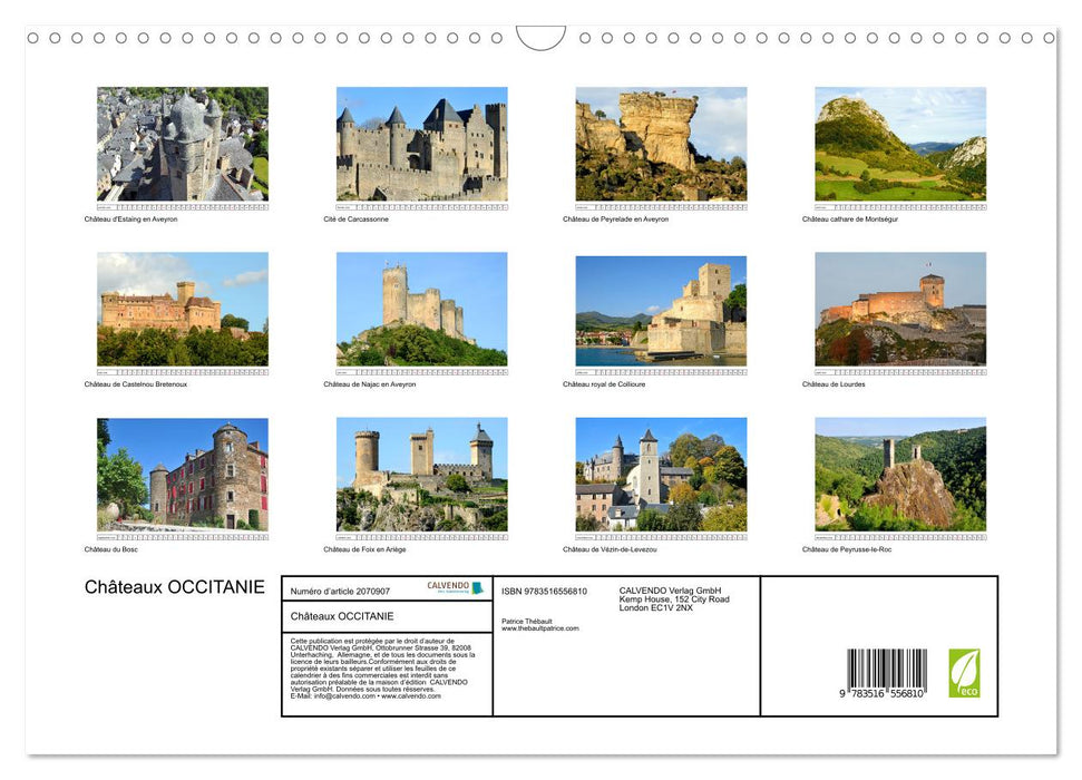 Châteaux OCCITANIE (CALVENDO Calendrier mensuel 2026)