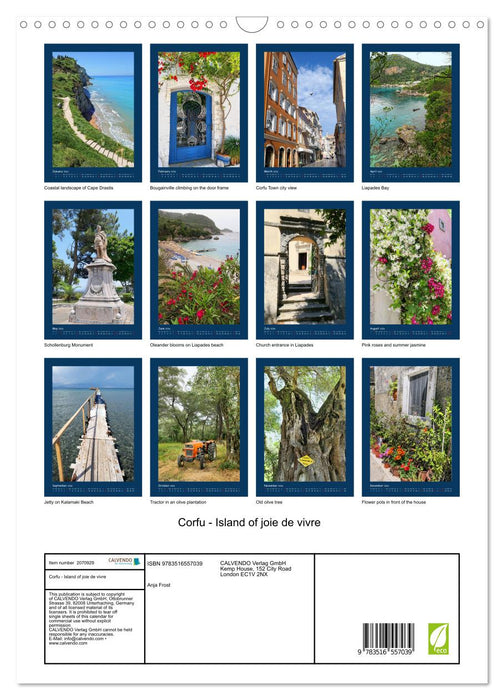 Corfu - Island of joie de vivre (CALVENDO Monthly Calendar 2026)