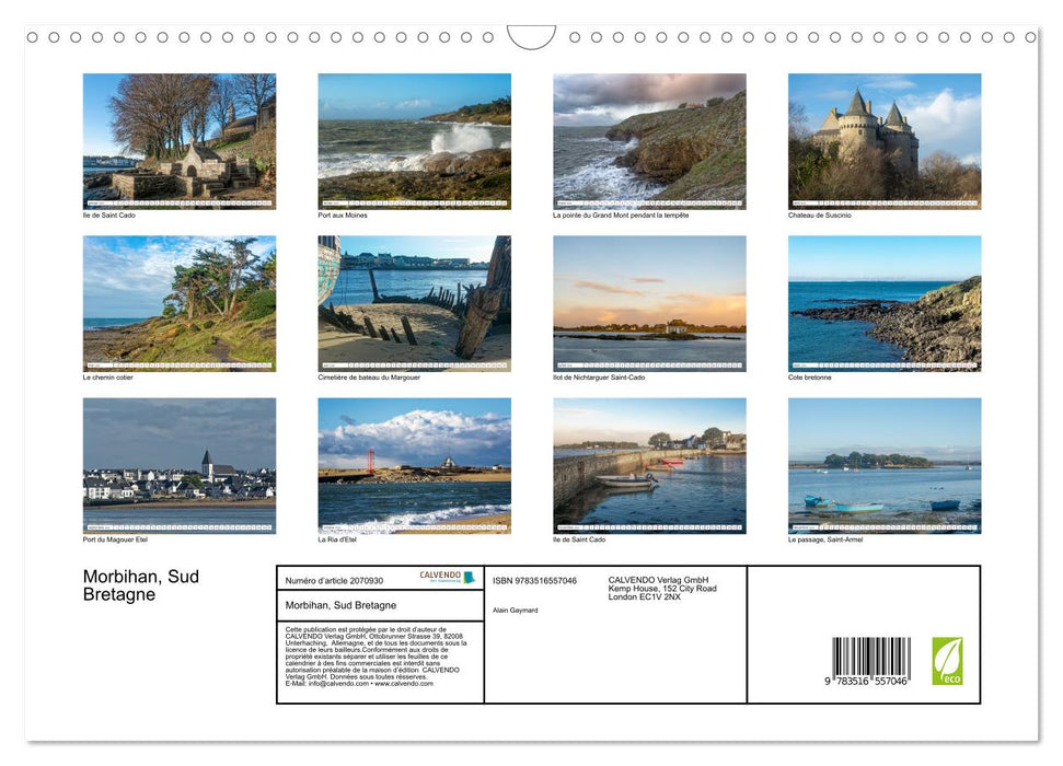 Morbihan, Sud Bretagne (CALVENDO Calendrier mensuel 2026)