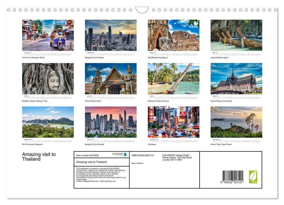 Amazing visit to Thailand (CALVENDO Monthly Calendar 2026)
