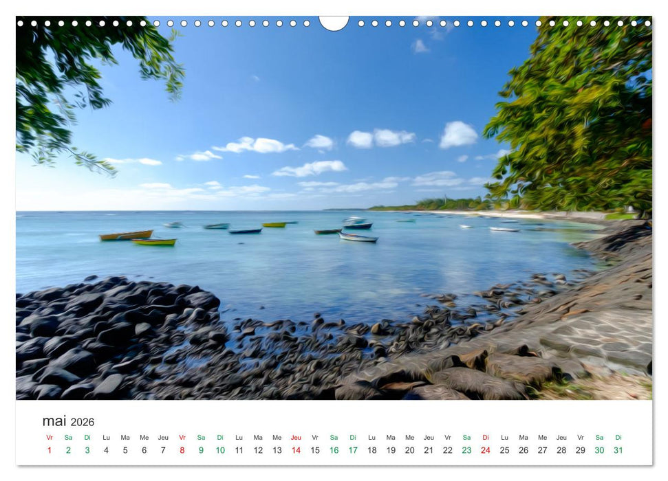 Île Maurice entre photographie et peinture (CALVENDO Calendrier mensuel 2026)