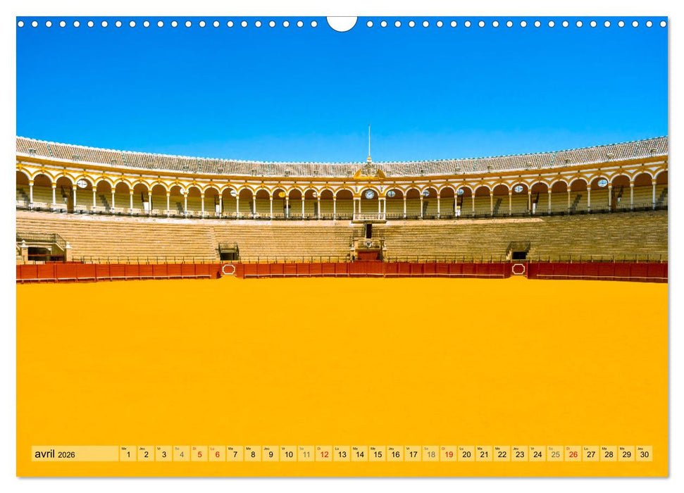 La belle Andalousie: Séville - Málaga - Grenade - Ronda - Antequera (CALVENDO Calendrier mensuel 2026)