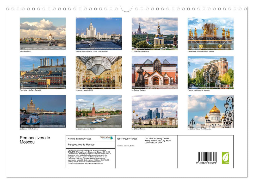 Perspectives de Moscou (CALVENDO Calendrier mensuel 2026)