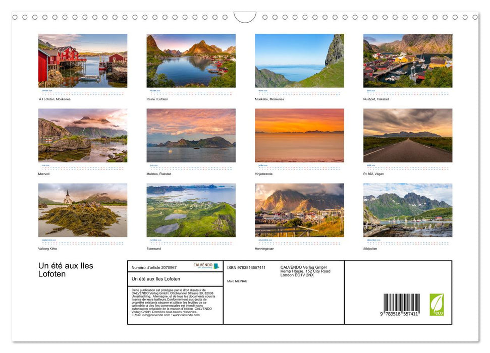 Un été aux Iles Lofoten (CALVENDO Calendrier mensuel 2026)