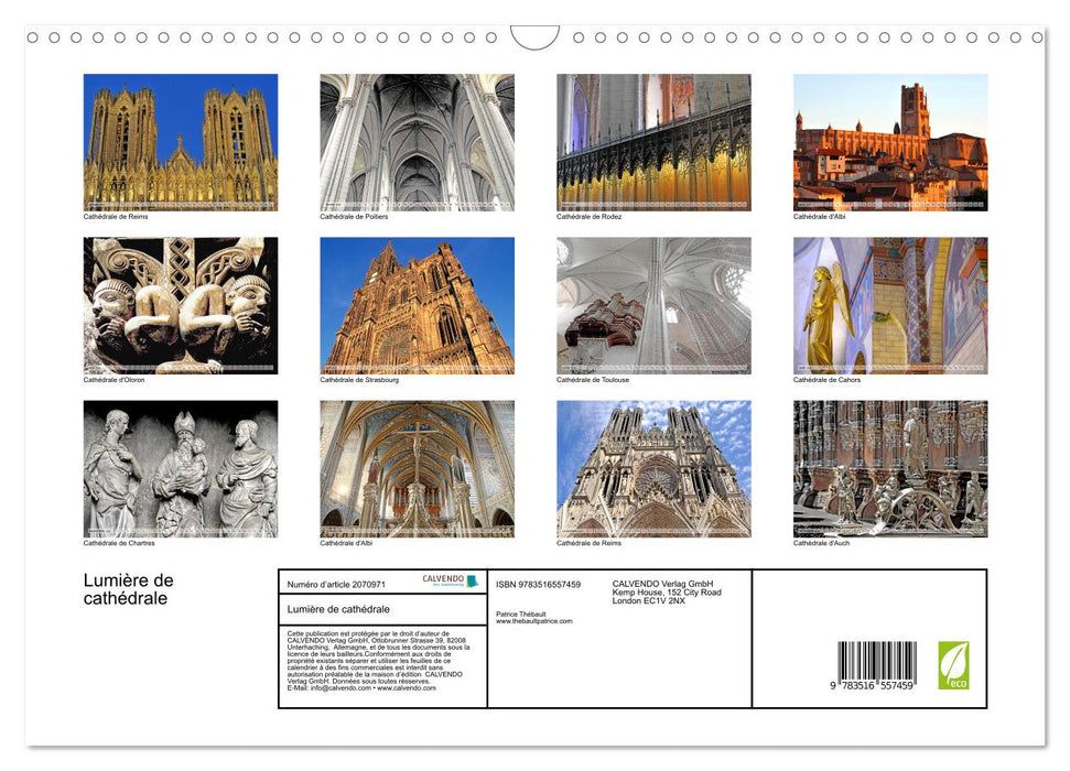 Lumière de cathédrale (CALVENDO Calendrier mensuel 2026)