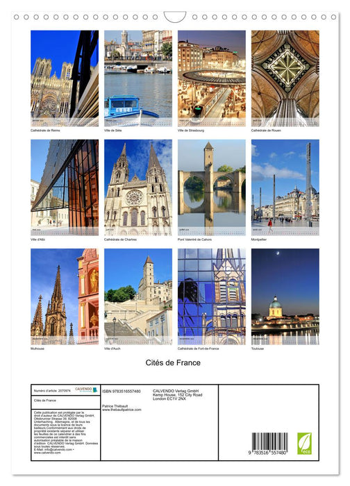Cités de France (CALVENDO Calendrier mensuel 2026)