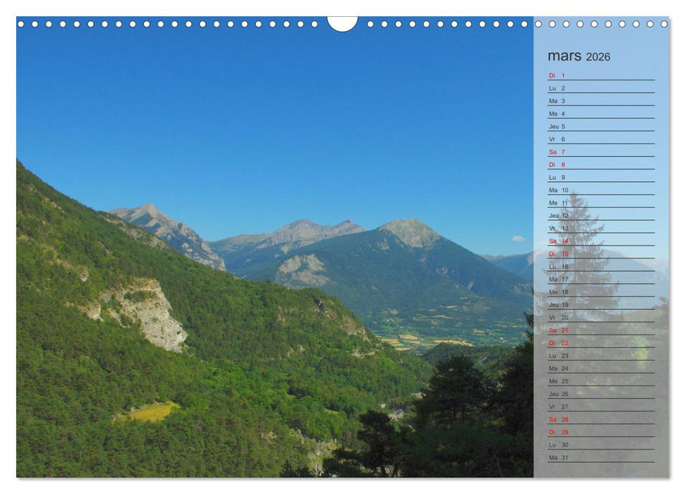 MONTAGNES Sommets des Hautes-Alpes (CALVENDO Calendrier mensuel 2026)
