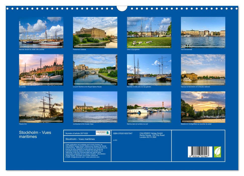 Stockholm - Vues maritimes (CALVENDO Calendrier mensuel 2026)