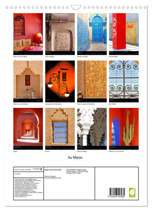 Au Maroc (CALVENDO Calendrier mensuel 2026)