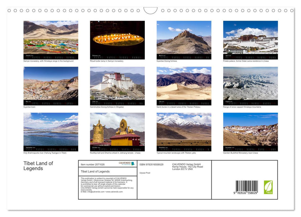 Tibet Land of Legends (CALVENDO Monthly Calendar 2026)