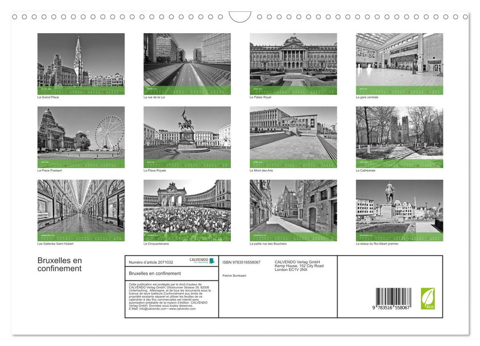 Bruxelles en confinement (CALVENDO Calendrier mensuel 2026)
