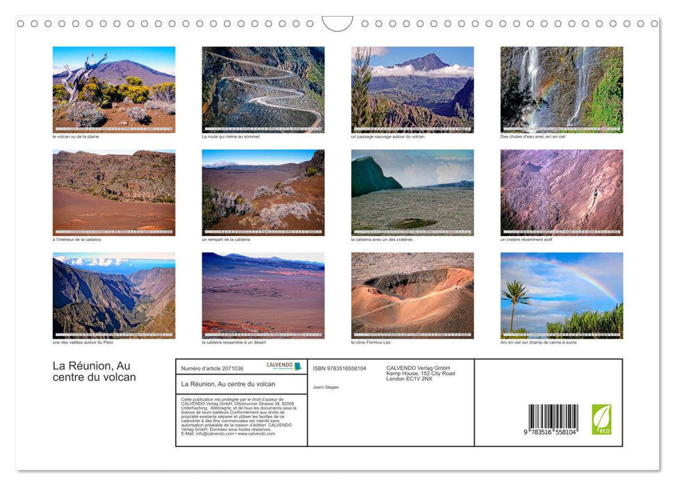 La Réunion, Au centre du volcan (CALVENDO Calendrier mensuel 2026)