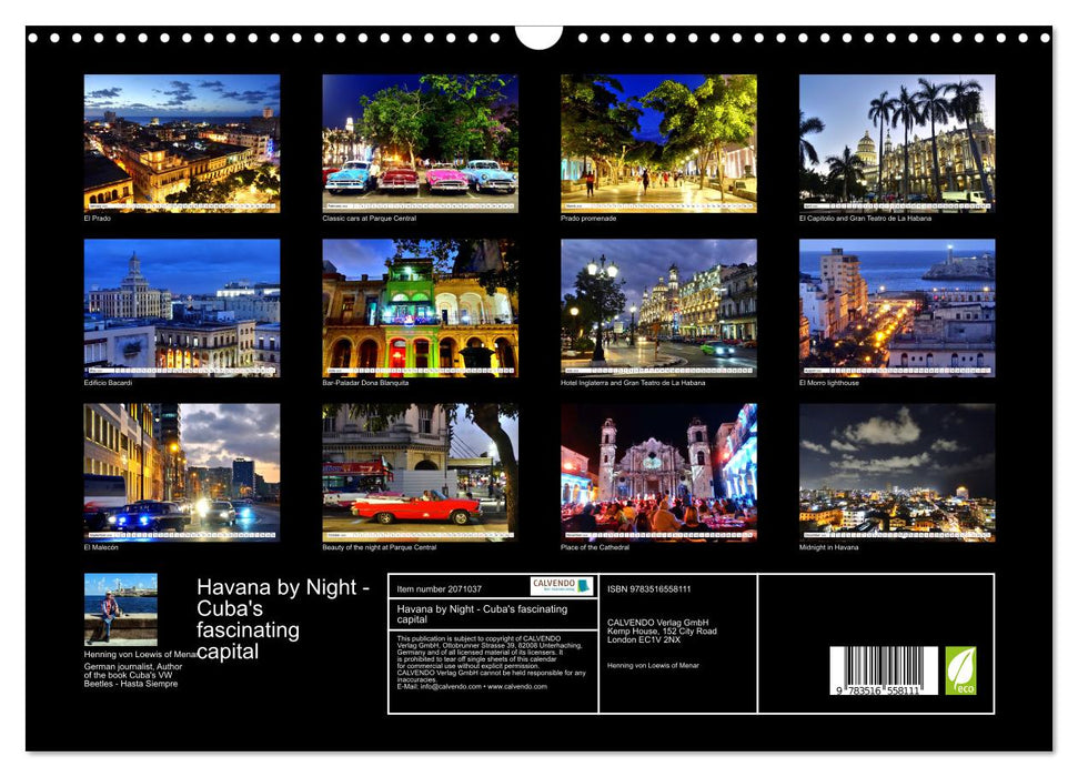 Havana by Night - Cuba's fascinating capital (CALVENDO Monthly Calendar 2026)