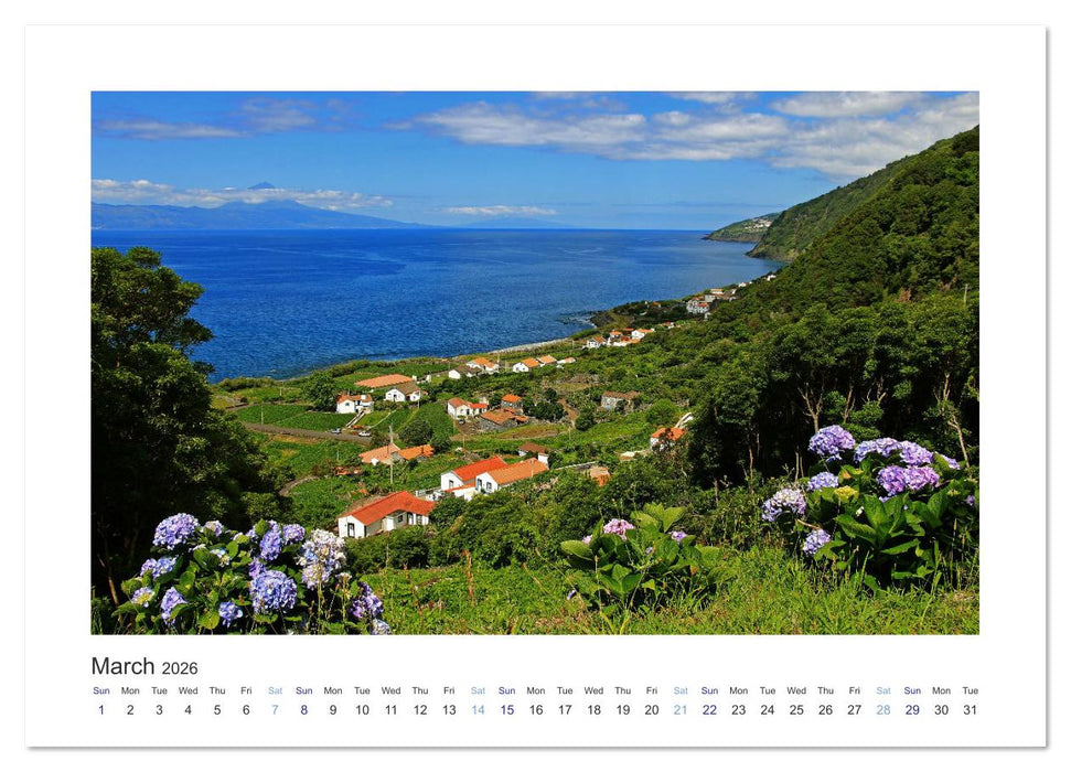 Sao Jorge Island of the Azores - fantastic fajas on the greenest island of Portugal (CALVENDO Monthly Calendar 2026)