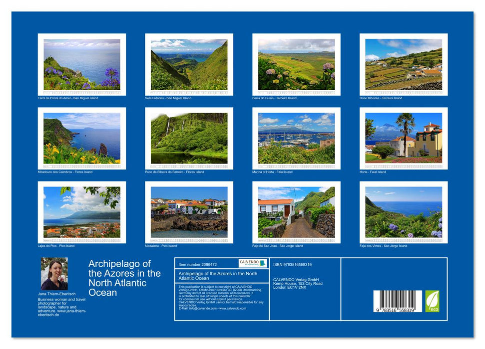 Archipelago of the Azores in the North Atlantic Ocean (CALVENDO Monthly Calendar 2026)