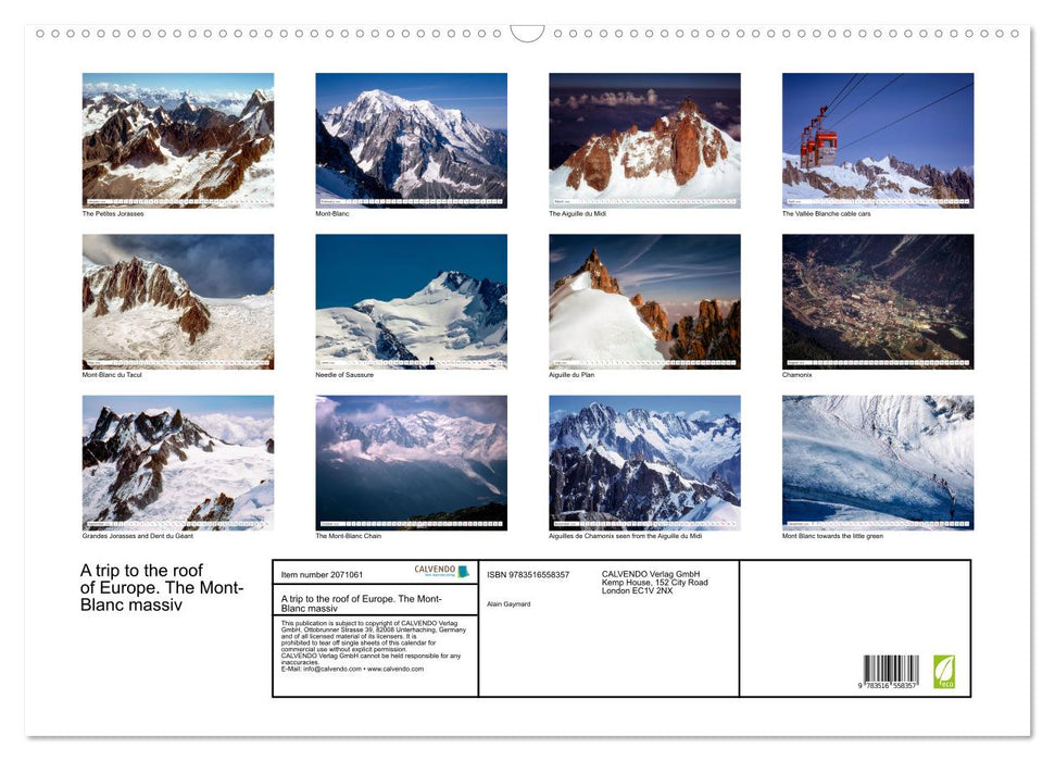A trip to the roof of Europe. The Mont-Blanc massiv (CALVENDO Monthly Calendar 2026)