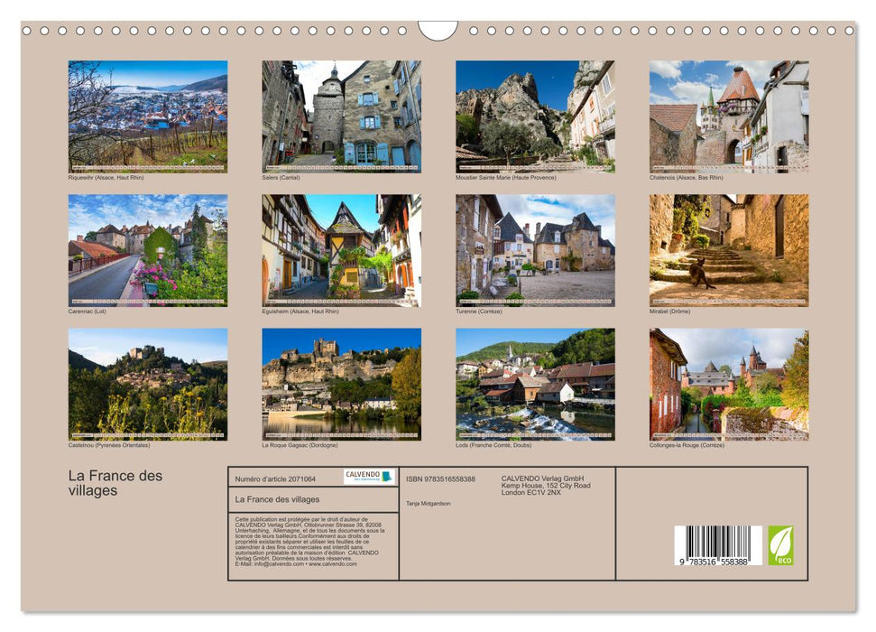 La France des villages (CALVENDO Calendrier mensuel 2026)