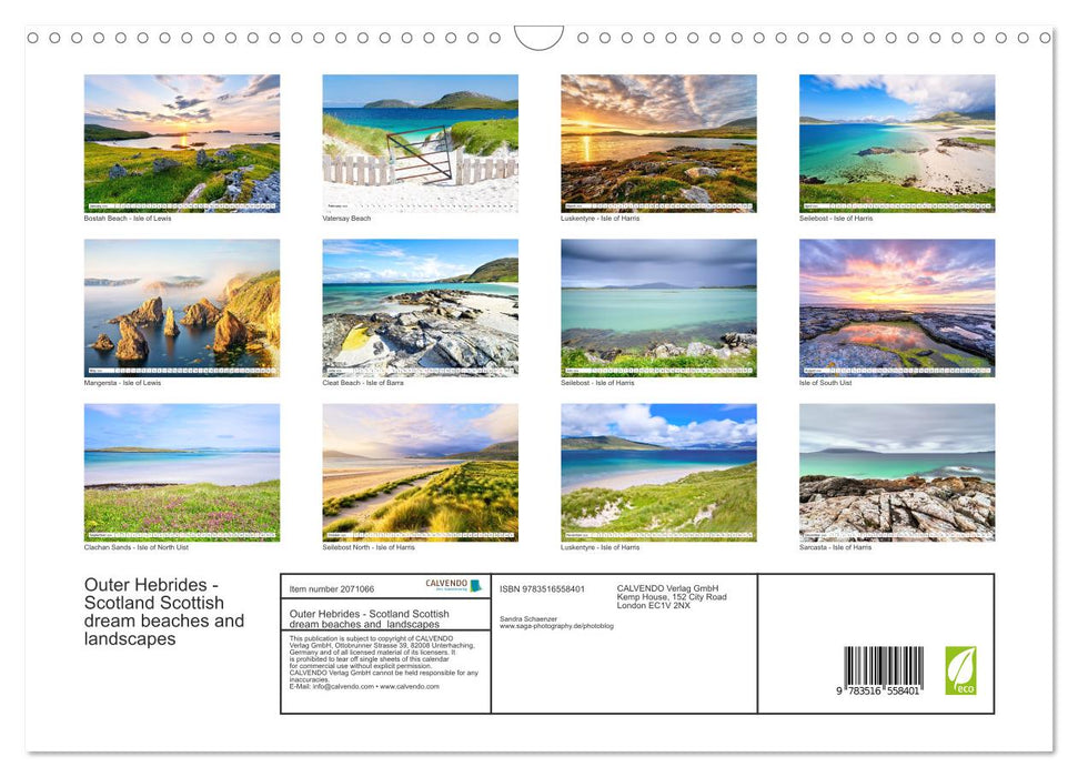 Outer Hebrides - Scotland Scottish dream beaches and landscapes (CALVENDO Monthly Calendar 2026)