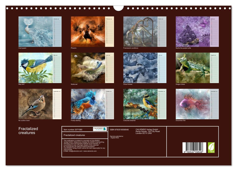 Fractalized creatures (CALVENDO Monthly Calendar 2026)