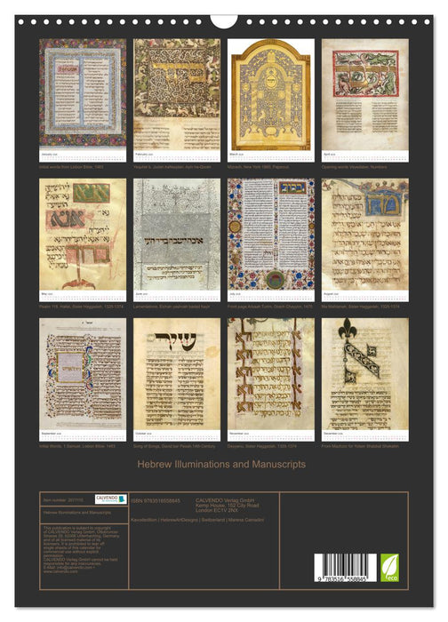 Hebrew Illuminations and Manuscripts (CALVENDO Monthly Calendar 2026)