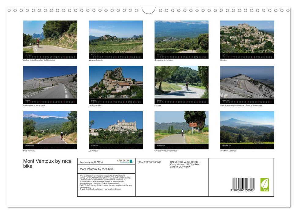 Mont Ventoux by race bike (CALVENDO Monthly Calendar 2026)