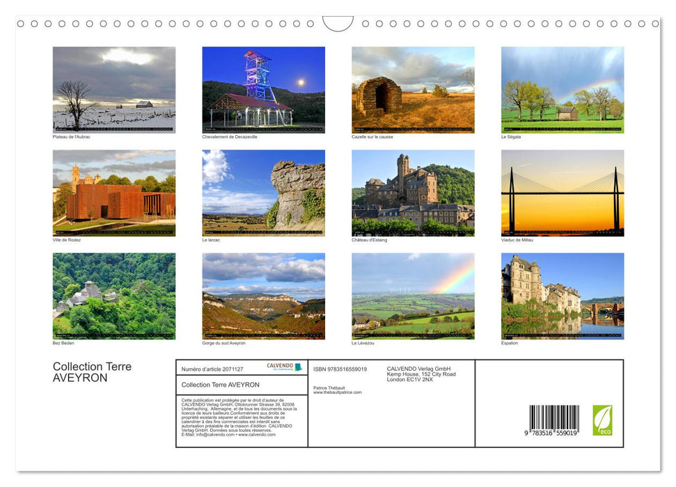Collection Terre AVEYRON (CALVENDO Calendrier mensuel 2026)