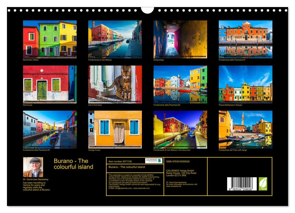 Burano - The colourful island (CALVENDO Monthly Calendar 2026)