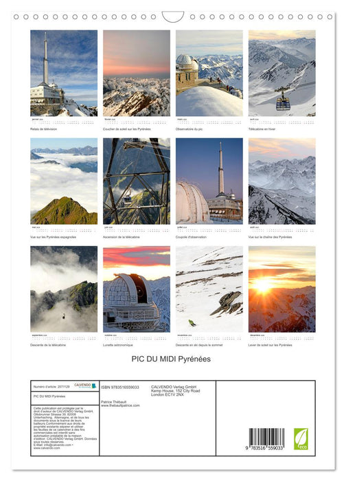 PIC DU MIDI Pyrénées (CALVENDO Calendrier mensuel 2026)