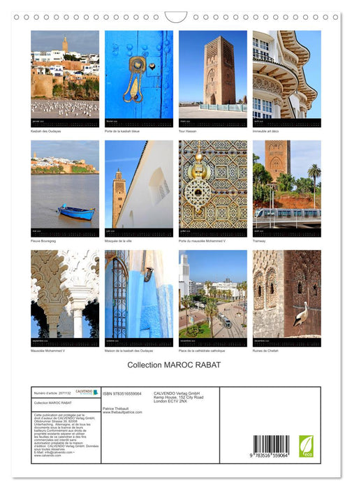 Collection MAROC RABAT (CALVENDO Calendrier mensuel 2026)