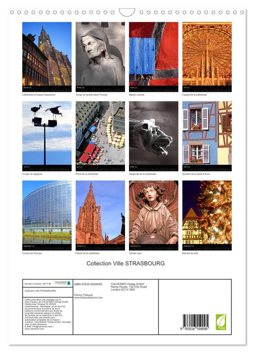 Collection Ville STRASBOURG (CALVENDO Calendrier mensuel 2026)