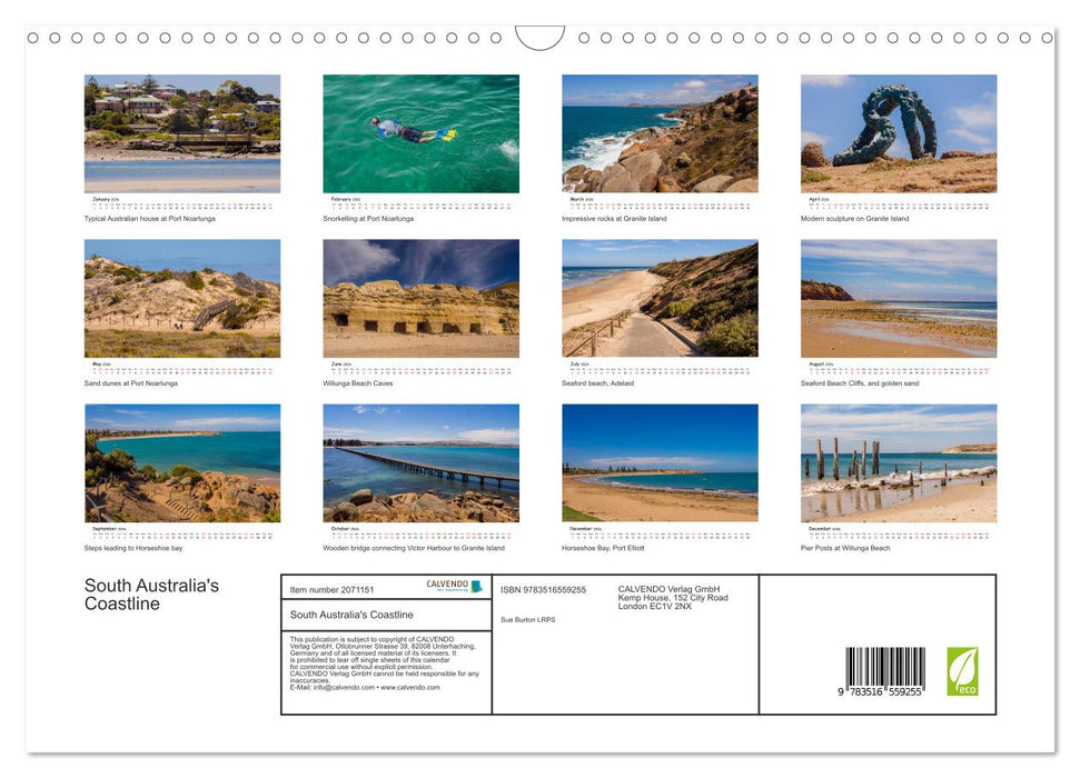 South Australia's Coastline (CALVENDO Monthly Calendar 2026)