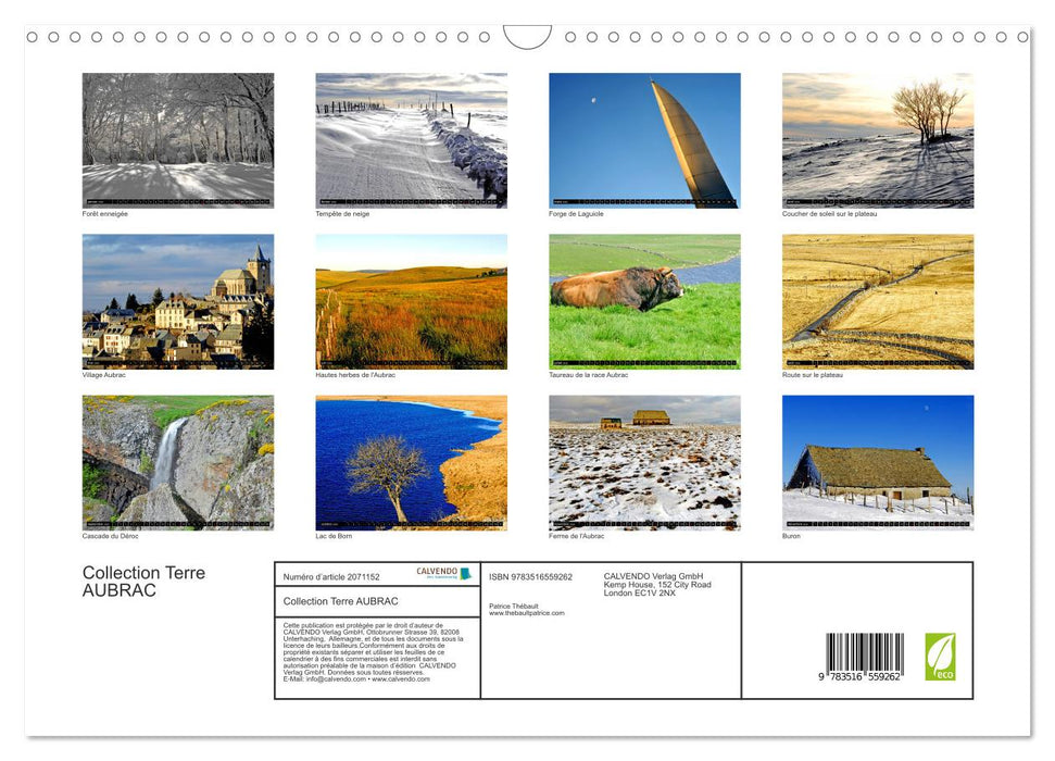 Collection Terre AUBRAC (CALVENDO Calendrier mensuel 2026)