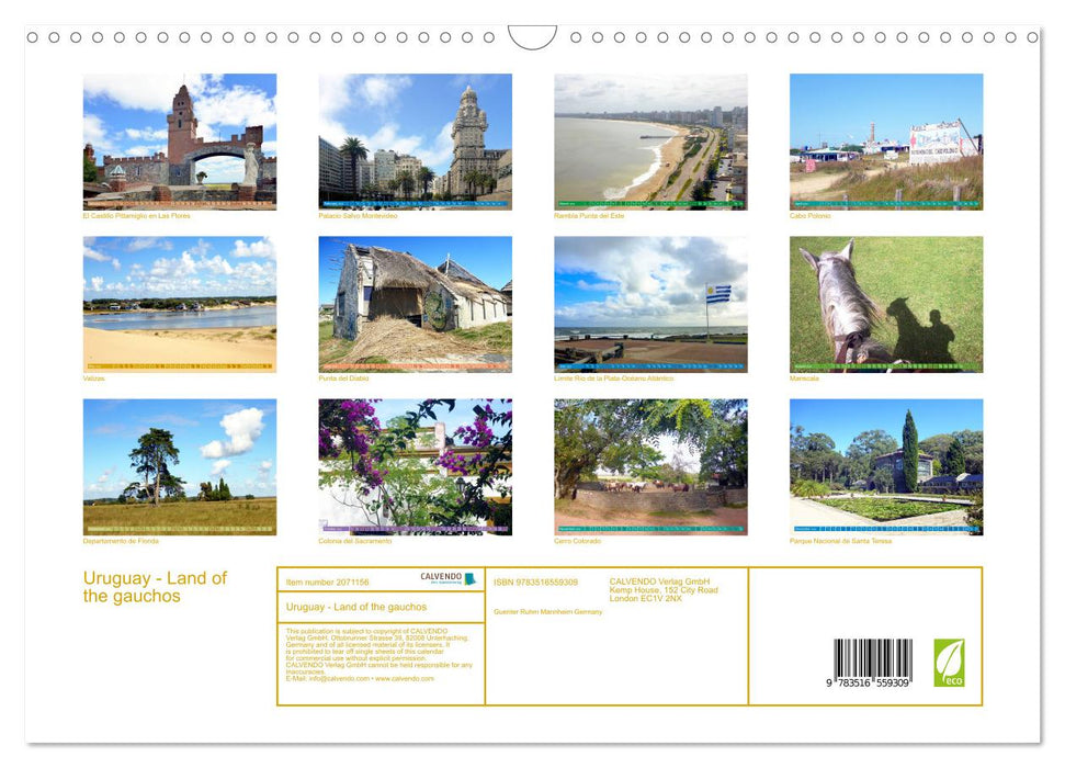 Uruguay - Land of the gauchos (CALVENDO Monthly Calendar 2026)