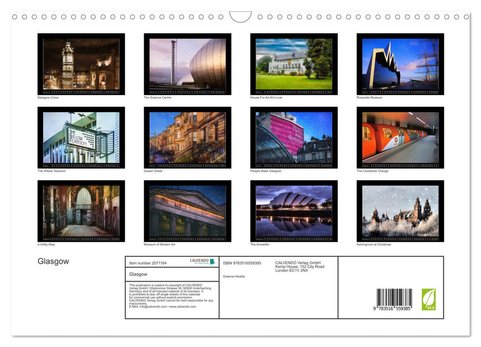 Glasgow (CALVENDO Monthly Calendar 2026)