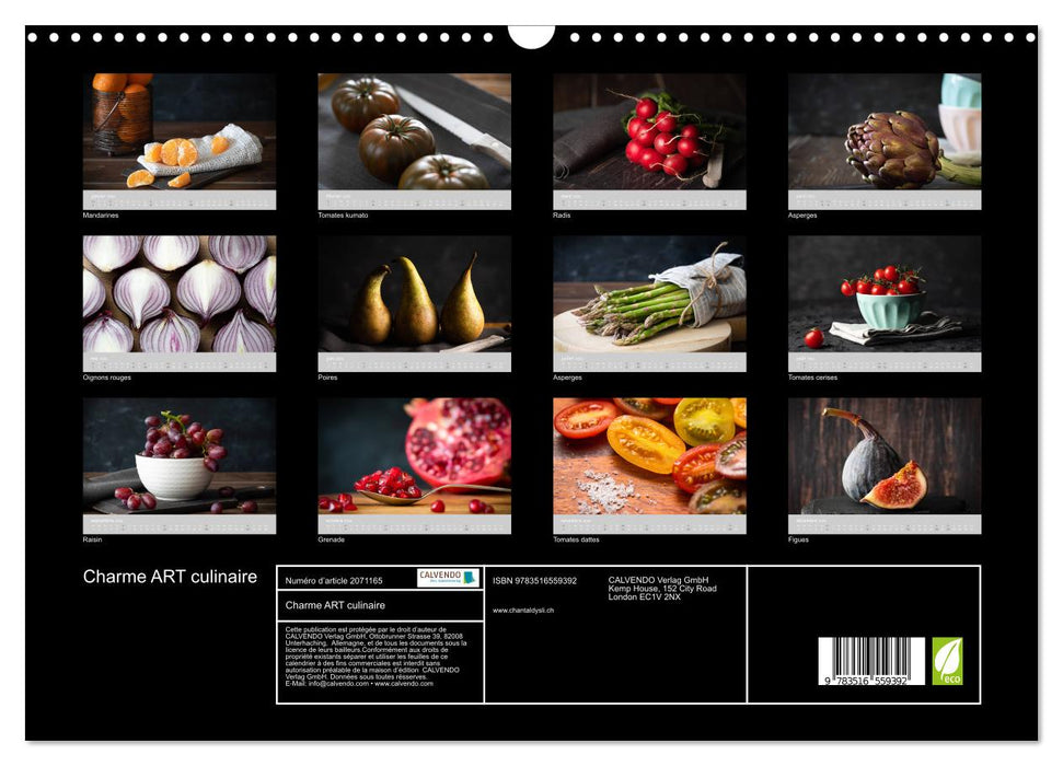 Charme ART culinaire (CALVENDO Calendrier mensuel 2026)