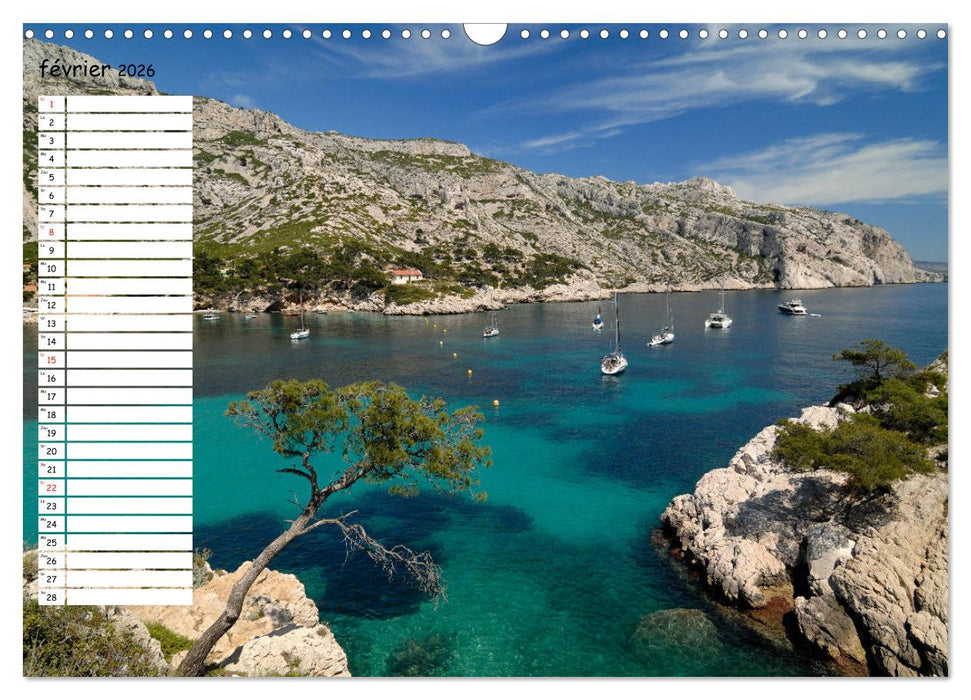 Les Calanques - Criques et fiords de Provence (CALVENDO Calendrier mensuel 2026)