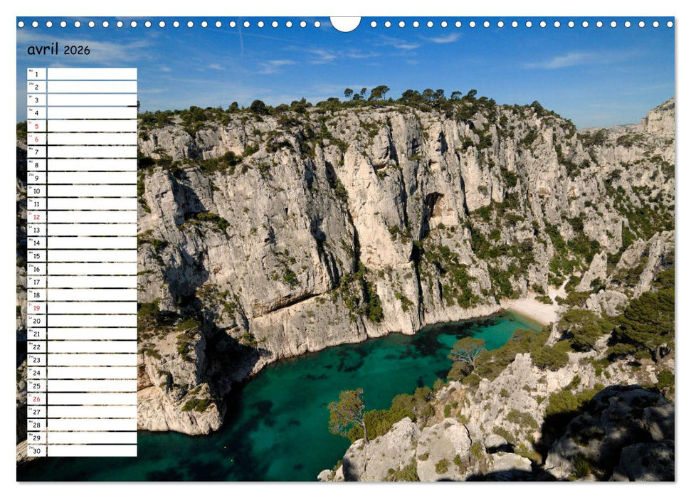 Les Calanques - Criques et fiords de Provence (CALVENDO Calendrier mensuel 2026)