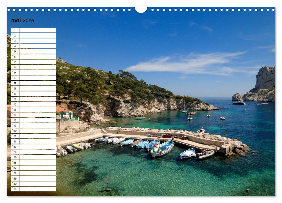 Les Calanques - Criques et fiords de Provence (CALVENDO Calendrier mensuel 2026)