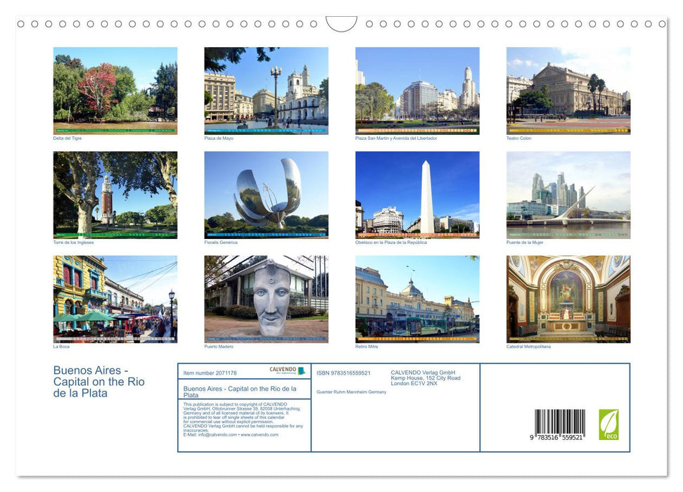 Buenos Aires - Capital on the Rio de la Plata (CALVENDO Monthly Calendar 2026)
