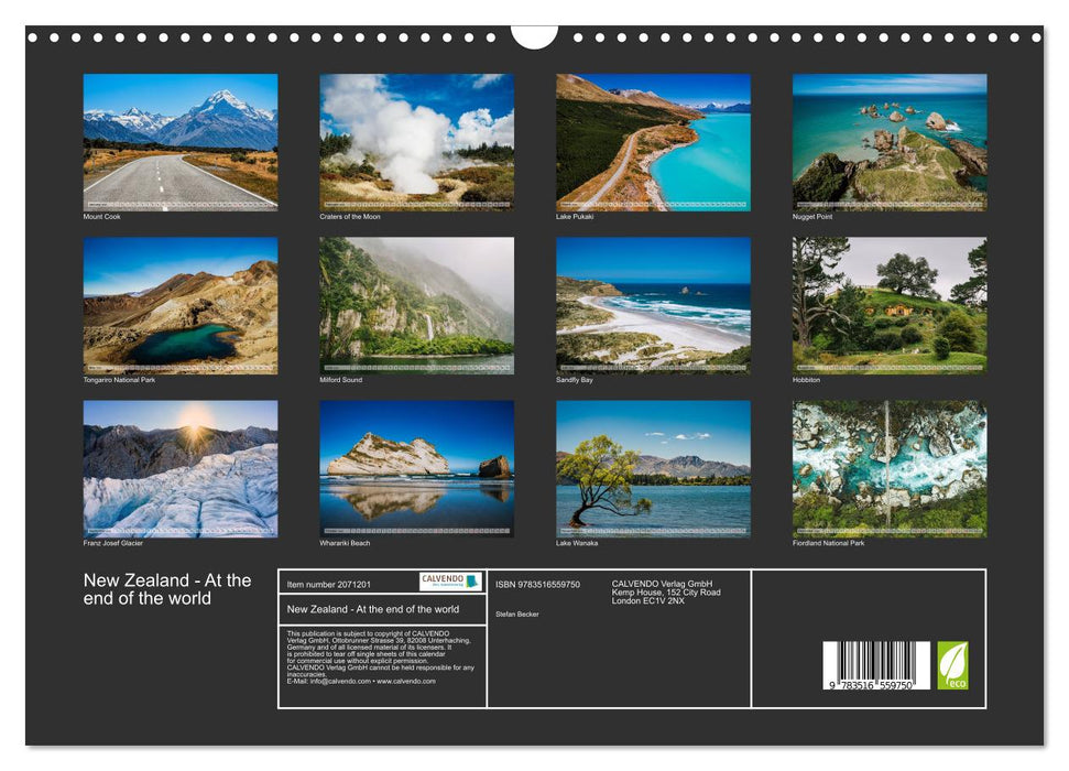 New Zealand - At the end of the world (CALVENDO Monthly Calendar 2026)