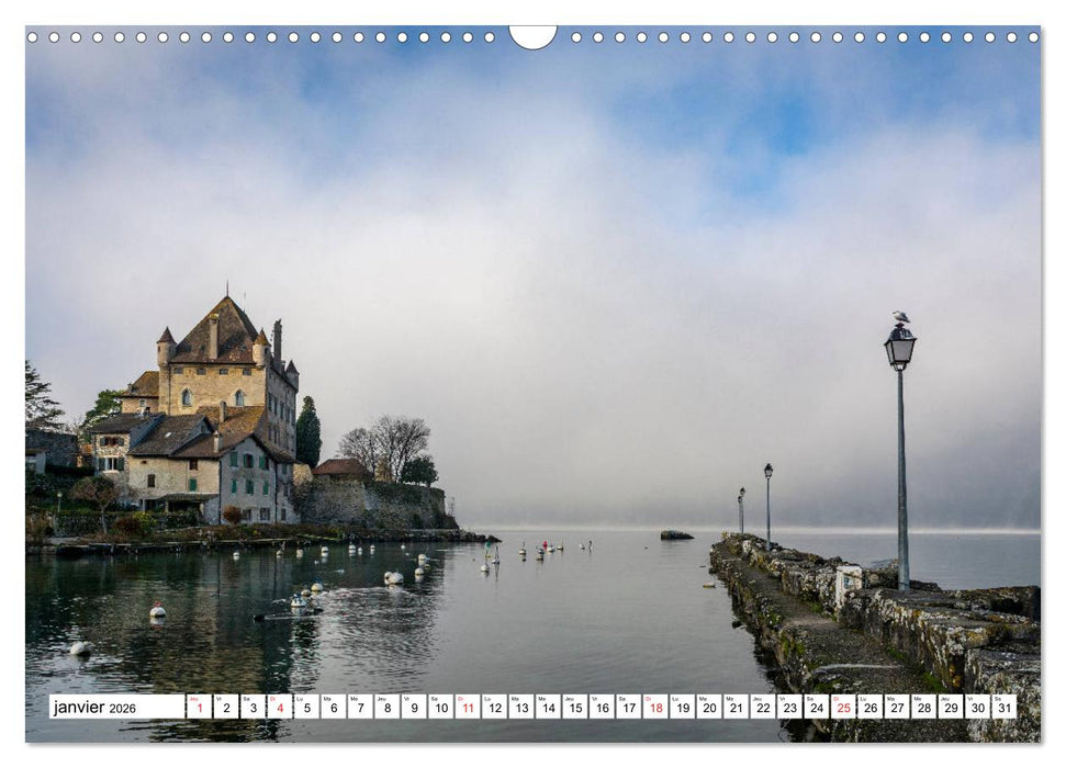 Entre France et Suisse, le lac Léman (CALVENDO Calendrier mensuel 2026)
