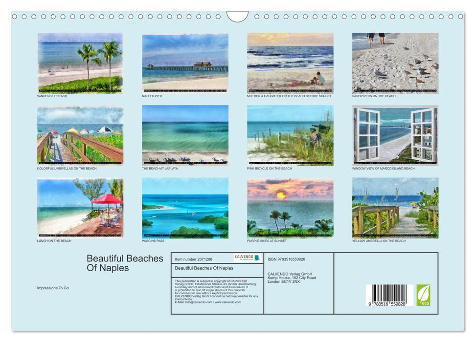 Beautiful Beaches Of Naples (CALVENDO Monthly Calendar 2026)