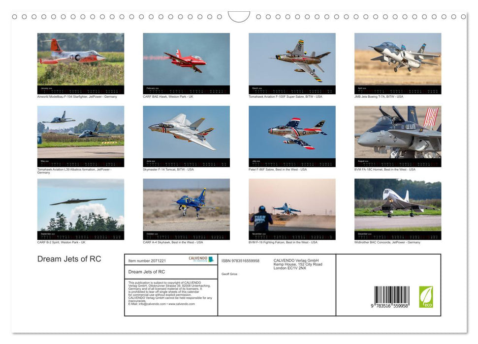 Dream Jets of RC (CALVENDO Monthly Calendar 2026)