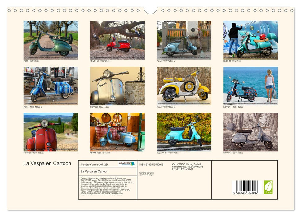 La Vespa en Cartoon (CALVENDO Calendrier mensuel 2026)