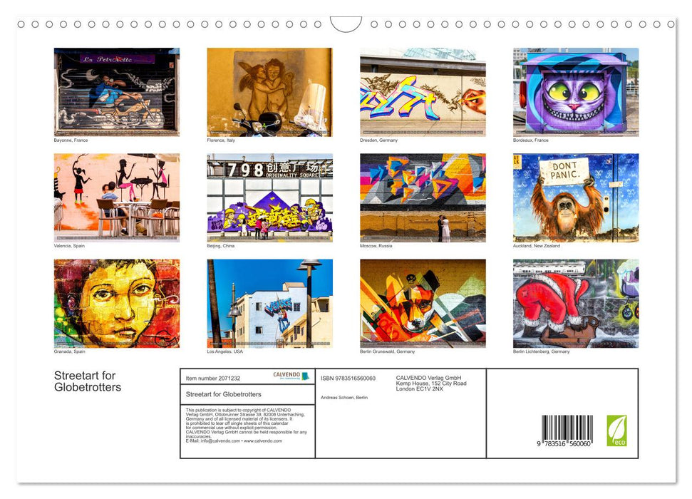 Streetart for Globetrotters (CALVENDO Monthly Calendar 2026)