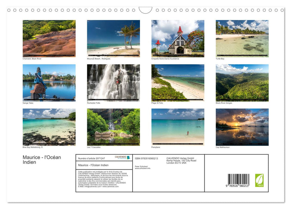 Maurice - l'Océan Indien (CALVENDO Calendrier mensuel 2026)